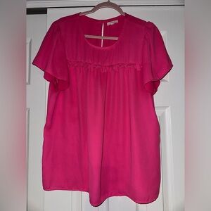 Pleione Vibrant Pink Ruffle Blouse